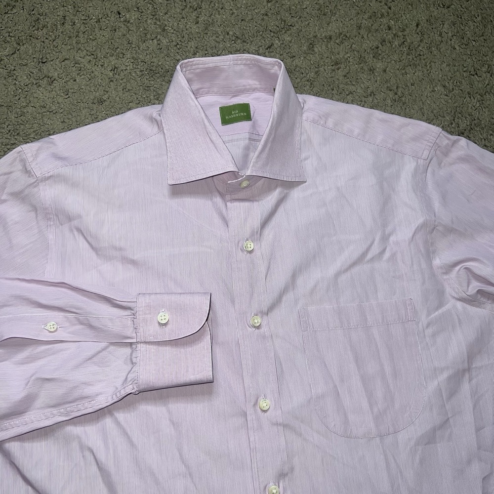 Sid Mashburn Pink Bengal Stripe Dress Shirt 15.5x34 Spread Collar Cotton